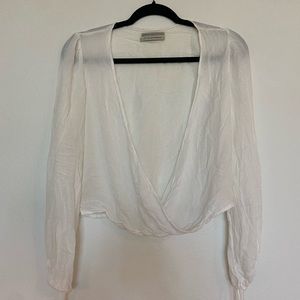 White/Cream Summer Deep V Neckline Top!